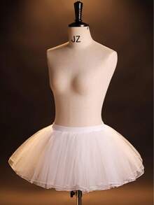 1pc White Girls Ballet Tulle Half-Skirt, Stiff Tulle Tutu, Suitable For Dance Performance And Skirt Matching - White - View 2