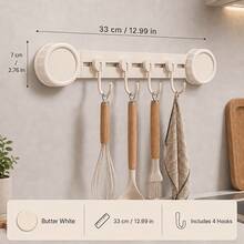 Suction Cup Kitchen Hook, Sliding Wall-Mounted Storage Rack, Drill-Free Hanging Organizer, Suitable For Spatulas, Spoons, Utensils Storage - View 6