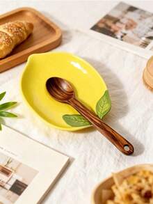 1/2 Pcs. Lemon Yellow Ceramic Spoon Rest - Ceramic Spoon Holder, Suitable For Stove Top, Elegant Kitchen Utensil Storage, Heat-Resistant Tableware Tray, Countertop , Dishwasher , Ideal Gift For Wedding, Housewarming And Other Occasions. - Multicolor - View 2