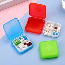 1pc Mini Square Pill Box - Portable Plastic Medicine Storage Box With Lid, Multi-Functional Design For Travel And Daily Use - one-size - View 6