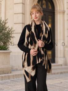 1pc Women's Leopard Print Fashion Street Casual Versatile Polyester Scarf For Autumn/Winter Daily Wear - Khaki - View 3