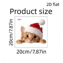 Christmas Cat Cartoon Minimalist Cute Pet Outdoor Balcony Glass Window Decoration Stickers, Perfect Holiday Gift, Unique Decorative Item - one-size - View 7