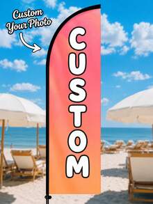 Custom Knife-Shaped Banner, Personalized Design, Text, Suitable For Store Signage, Personalized Commercial Logo, Beach, Without Pole. Custom Commercial Signage - Outdoor Feather Flag, Suitable For Commercial Events And Various Occasions - Personalized Outdoor/Indoor Advertising Display, Can Print Logo/Text/Photo, No Power Required, Can Be Used For Promotional Activities, Parties, Weddings, Corporate Events, Event Signage - Multicolor - View 1