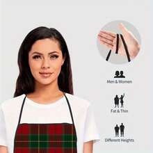 1pc Classic Red Green Tartan Plaid Print Apron, Scottish Check Sleeveless Bib Kitchen Apron For Cooking Baking - Multicolor - View 4