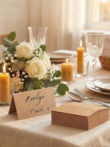 100/50/10pcs Kraft Paper Place Cards, Table Seating Place Cards For Weddings, Bridal Shower, Bachelorette Party, Blank Name Cards,Classic Table Place Cards For Dinner Party, Banquets,Birthday Party,Tabletop Decoration,Anniversary Party,Product Labels - Seat Cards - View 5