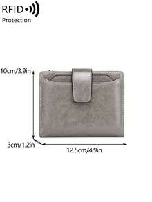 MIYIN Fashion Retro Small Compact Women Wallet RFID Blocking PU Bifold Purse With Zipper Coin Pocket Detachable ID Window,Multifunctional Daily Short Wallet - Grey - View 12