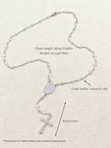 1Set Exquisite Stainless Steel Cross Pendant Necklace, Christian Prayer Religious Jewelry, Hypoallergenic Unisex, Suitable For Daily Wear, Great Gift Choice - Multiple Styles - View 11