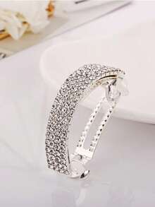 Women's Sparkling Rhinestone Ponytail Hair Clip, Curved Spring Hair Clip, Elegant Shiny Crystal Hair Clip, Suitable For Half-Up Hairstyles, Daily Party Hair Accessory - Multicolor - View 4