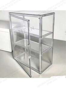1 pieza Estuche de exhibición transparente de 3 niveles, estructura de acrílico, sin necesidad de ensamblaje, caja de exhibición transparente moderna, adecuada para tienda, hogar, oficina, almacenamiento de coleccionables, estante de almacenamiento que ahorra espacio, decoración minimalista - 36*27*14 cm / 14,17*10,63*5,51 pulgadas - Ver 5
