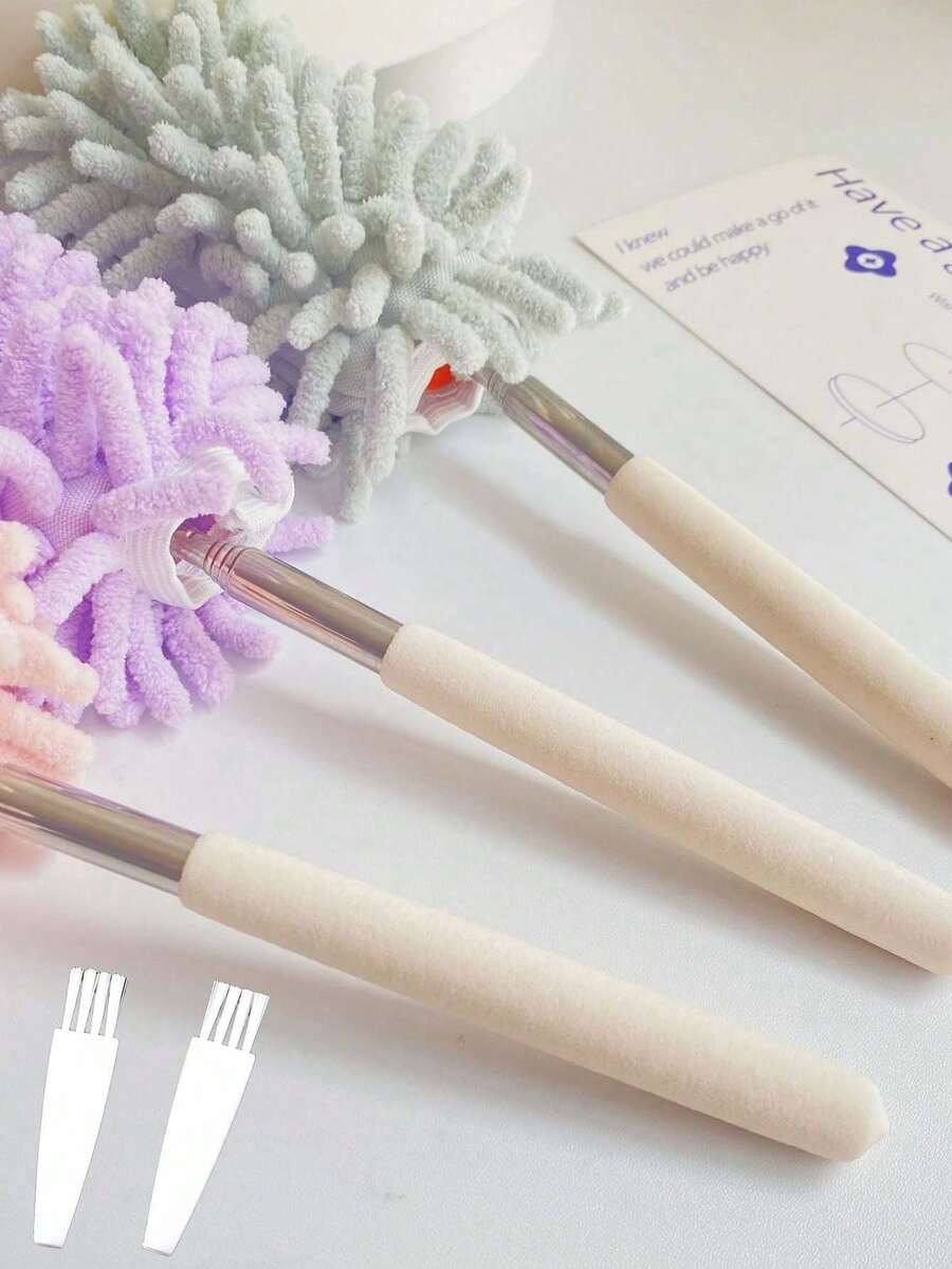 1pc Microfiber Duster, Extendable & Washable Mini Duster, Detachable Handheld Microfiber Dust Cleaner, Extendable & Bendable Car Interior Duster, Soft Dashboard & Vent Cleaning Brush, For Cleaning Ceiling Fan, High Ceiling, Blinds, Furniture