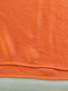 Women's Casual Embroidered Loose Bohemian Retro Mid-Sleeve Blouse, Solid Color, Summer/Autumn - Orange - View 6