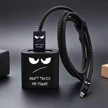 Don't Touch My Phone Pattern Charger Protective Case Compatible With Apple Fast Charging 18-20W Charger Protective Case Minimalist Ins Style UV Printed Craft Anti-Breakage Essential Gift Premium Feel Extend Charger Lifespan Anti-Pet Bite Suitable For Boyfriend/Girlfriend/Best Friend - Black - View 4