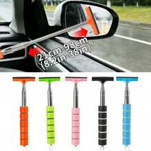 1pc Car Rearview Mirror Wiper Stainless Steel Telescopic Multi-Layer Brush Head Glass Cleaning Brush Handheld Squeegee - Multicolor - View 7