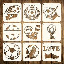 1PC Football Painting Stencil (9pcs Set) - For DIY Painting Clothing - Home Decor - Wall Painting - Football Theme Drawing Template - A - View 2