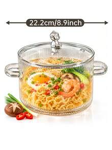 Double Handle Transparent Glass Soup Pot, Microwave High Borosilicate Heat-Resistant Cookware, Suitable For Open Flame, Can Cook Soup, Milk, Seafood, Multi-Functional Salad Fruit Pot, Sauce Pot Tableware, Wedding Dinner Party Home Christmas Gift - View 5