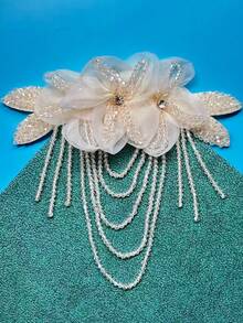1pc Tassel Crystal Chiffon Embroidered 3D Flower Applique Patch For Clothing, Bag, Home Decor, Multi-Color Options - Tassel Style - View 12