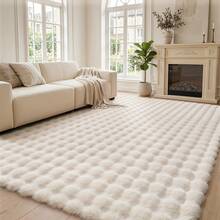 Karpet Lembut dan Berbulu, Cocok untuk Kamar Tidur, Ruang Tamu, Ruang Belajar, Kantor, Karpet Kamar Tidur Mewah, Dapat Dicuci dan Anti Selip, Karpet Lucu, Karpet Bulu Imitasi, Karpet Ruang Tamu, Karpet Kamar Tidur, Karpet Samping Tempat Tidur, Karpet Berbulu Panjang, Karpet Dekoratif, Dekorasi Kamar Tidur, Dekorasi Rumah, Dekorasi Ruangan - Putih Krem - View 2