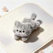 Plush Cat Hair Clip For Women, New Style Premium Cute Side Bangs Hair Clip Alligator Hair Clip Hair Accessory - Multicolor - View 7