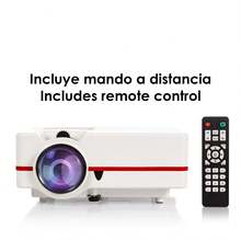 Dam LED Video Projector With Screen Mirroring For IOS And Android. Up To 150 Inches, Contrast 3000:1. HDMI, USB, Antenna Input Connections. Remote Control. - White - View 7