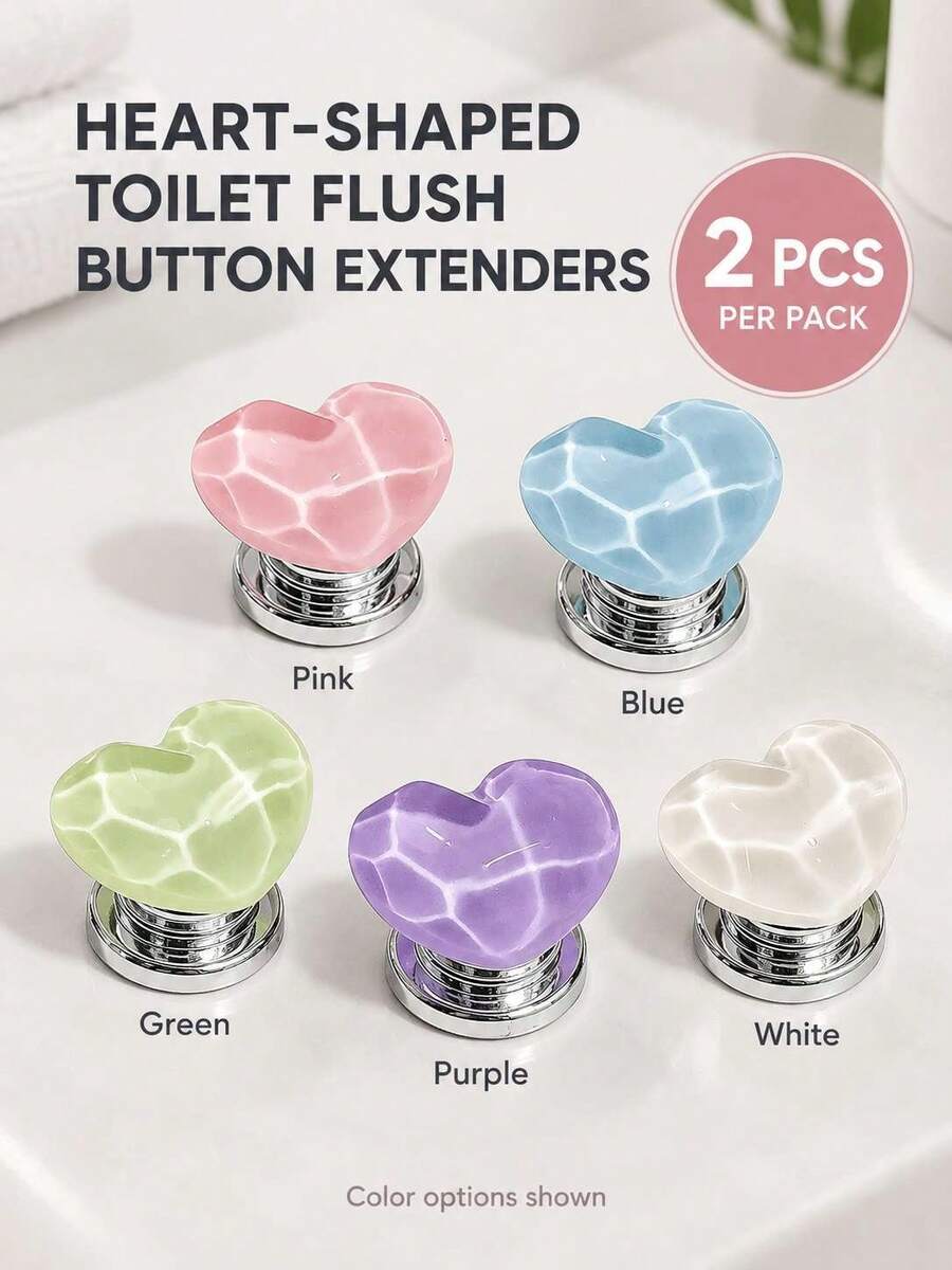 Heart-Shaped Colorful Creative Toilet Flush Button, Bathroom Toilet Tank Auxiliary Flush Button - Heart-shaped - View 1