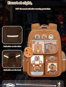 1 Set Capybara Backpack, Cute Lightweight Comfortable, Suitable For Lower Grade Students, Large Capacity Burden-Reducing Spine-Protecting School Bag, Back To School Gift For Friends And Students Stationery Supplies - Multicolor - View 10