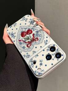 1pc Heart Orchid Polka Dot Cherry Leather Texture Phone Case Electroplated Matte Silver Edge Full Coverage 1.5mm Shockproof Creative Raised Large Window Instant 18PM Precision Hole Lens Soft Shell Daily Suitable For IPhone18Pro/18Promax/17/17Pro/17PROMAX/16/16Pro/16PLUS/16PROMAX/15/11/12/13/14/15Pro/14Pro/13Pro/15PROMAX/14PROMAX/13PROMAX - Multicolor - View 4