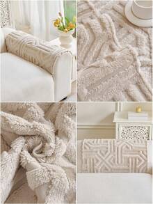 1PC Bohemian Style 3D Three-Dimensional Jacquard Sofa Cushion, Geometric Pattern Shu Mian Rong Autumn/Winter New Seat Pad, Anti-Slip Pet Anti-Dirt Anti-Dust Durable Machine Washable Sofa Protector Cover - Multicolor - View 6