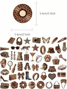 50pcs Y2K Leopard Print Stickers, Suitable For Phone Case, Water Bottle, Laptop, Notebook, Luggage, Guitar, Planner Stickers - one-size - View 11