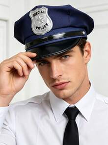 2pcs/1pc Unisex Military Police Style Costume Hat Accessory, All Season Cosplay Party Role Play Accessory, Halloween Theme Party Stage Performance Photography Daily Show Performance Versatile Decoration Set - Multicolor - View 4