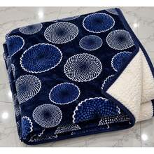Ultra-Soft Lightweight Queen-Size Blanket With Sherpa Lining - Navy Blue - View 2