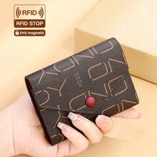 ONDY Envelope-Style Women's Wallet With Snap Closure & Short Trifold Unisex Coin Purse RFID Blocking - 8 Card Slots, Fits Credit Cards/ID Cards/Cash, Multi-Function Compact Card Holder Wallet With Letter Print, Birthday Gift, Work Commute Essential - Multicolor - View 12
