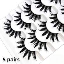 5 Pairs Cartoon Spiky Demon Anime False Eyelashes, Thick Clustered Cartoon Style Strip Lashes, Natural Dramatic Upper & Lower False Eyelashes Suitable For Cosplay Sweet & Cool Eye Makeup - Black - View 9
