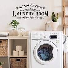 1pc Funny Laundry Room Wall Sticker Wash Dry Fold Repeat Dirty Again Wall Decals For Washroom Laundromat Home Wall Decor - Laundry Room - View 5