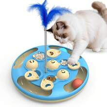 1pc 3-In-1 Cat Puzzle Feeder Toy, Blue, Pet Slow Feeding Bowl, Multi-Layer Boredom Relief Foraging Plate, PP Material Anti-Choke Interactive Training Toy For Cats - View 10