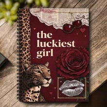 1PC [2D]Flat Personal Organizers Vintage Dark Red Collage A5 Lined Notebook, Cherry Leopard Print Floral Creative Cover, Student And Office Use - Perfect Gift Choice, Artistic Cover Design, Daily Journaling, Classroom Notes, Office Memo, Portable Writing Notebook, Suitable For Professionals, Students And Office Use - Perfect Gift Choice - One Book (50 Pages, 100 Pages) - View 9