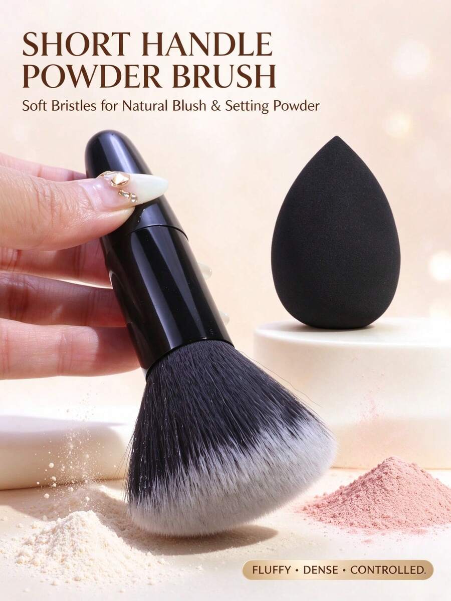 1pc Short Handle Multi-Function Makeup Brush, Powder Brush, Blush Brush, Portable Makeup Tool For Beginners