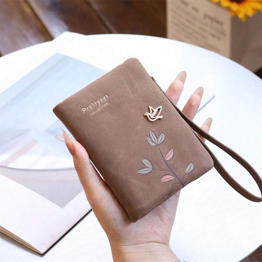 Women's Short Folding Wallet 2026 New Ultra-Light Slim Card Holder Wallet 2-In-1 Printed Handbag Wallet - Coffee - View 1