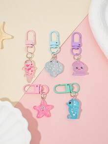 Cute Glowing Ocean Animal Bag Charm, Marine Creature Keychain Pendant, Handbag Backpack Decorative Accessory, Adorable Party Favor Gift - Multicolor - View 2