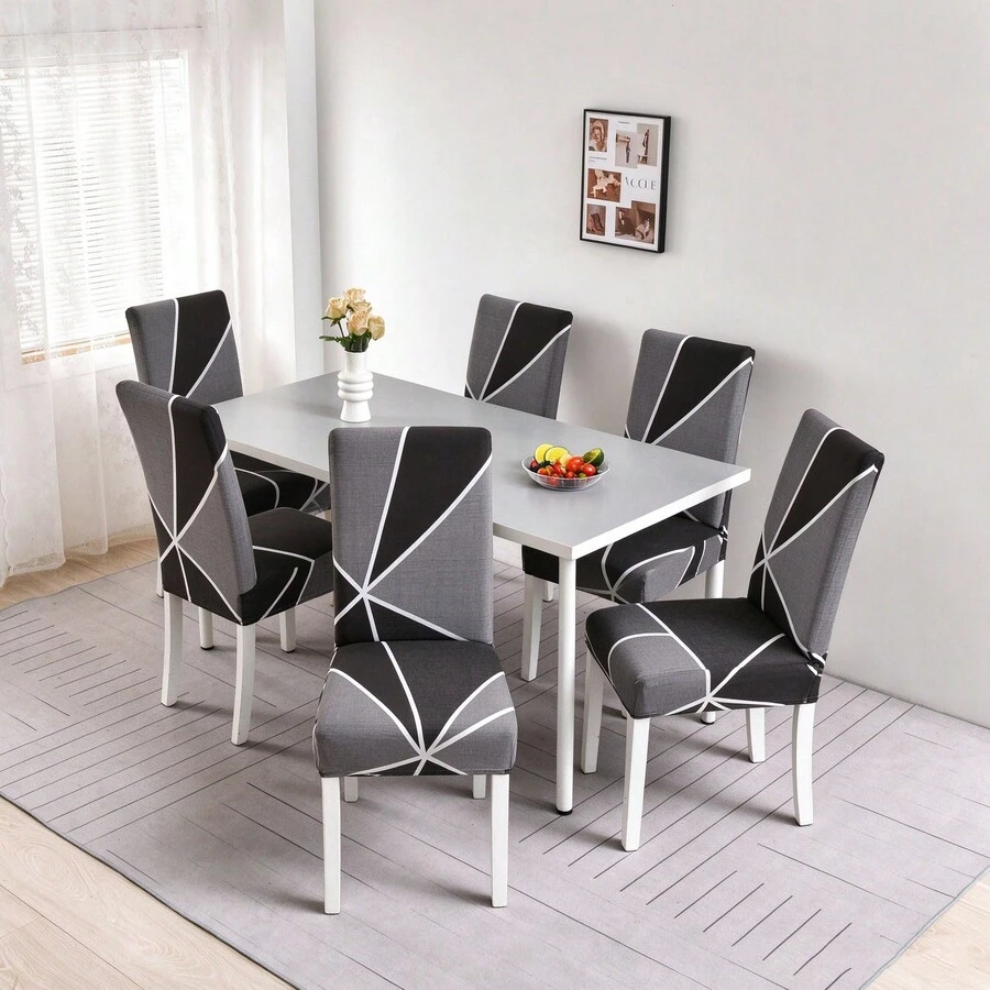 1/2/4/6pcs Chair Covers Dining Chair-Polyester Fiber Elastic Chair Covers Hotel-Use Household Chair Cover - Dark Grey - View 1