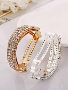Women's Sparkling Rhinestone Ponytail Hair Clip, Curved Spring Hair Clip, Elegant Shiny Crystal Hair Clip, Suitable For Half-Up Hairstyles, Daily Party Hair Accessory - Multicolor - View 6