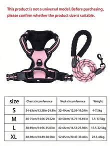 BVEOYPET 2pcs Reflective Dog Harness And 1.5m Leash Set, Breathable Pet Chest Strap Harness Suitable For Small, Medium And Large Dogs, Puppies, Cats, Dog Walking Leash And Harness Accessory Set - Pink - View 9