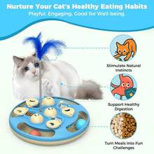 1pc 3-In-1 Cat Puzzle Feeder Toy, Blue, Pet Slow Feeding Bowl, Multi-Layer Boredom Relief Foraging Plate, PP Material Anti-Choke Interactive Training Toy For Cats - View 7