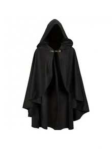 1pc Medieval Renaissance Style Hooded Cloak, Faux Velvet Polyester Outerwear, Suitable For Halloween, Christmas, Easter Cosplay Costumes - Unisex Machine Washable Historical Gear Accessory - Multicolor - View 11