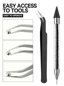 Rhinestone Pickup Tool With Tweezers, Rhinestone Wax Pen, Gemstone Pickup Pen Diamond Jewelry Decorator, Rhinestone Tool Set For DIY Nail Art Decoration - Multicolor - View 6