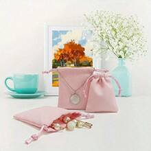 30pcs Pink Velvet Small Jewelry Bags With Drawstring - Soft Gift Storage Bags, Suitable For Wedding Favors, Party Gifts, Valentine's Day, Anniversary Souvenirs And Jewelry Storage, Also Suitable For Mother's Day, Bridesmaid Gifts, Graduation Gifts, Birthday Gifts, Wedding Gifts And Other Occasions. - Pink - View 3