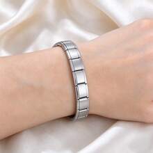 1pc High Quality Fashion Stainless Steel Elastic Bracelet Adjustable Bangle Suitable For Daily Wear - Silver - View 9