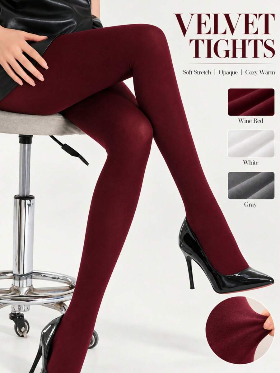1pc Women's Shaping Leggings, Light Compression Butt Lifting Stretch Tights For Fall Winter, Christmas Party, Holiday & Daily Wear - Multicolor - View 1