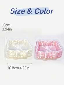 Gentle Satin-Feel Bow Jewelry Tray, Wavy Pleated Edging, 3D Bow Knot Accent On Front. Divided Compartments For Neat Storage Of Various Small Jewelry, Fresh Color Palette, Perfect For Vanity Table, Sweet Style Effortlessly Enhances Space Texture. - Multicolor - View 11