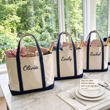 TONGFANTECH Personalized Embroidered Canvas Tote Bag, Customized Zipper Canvas Bag, Beach Bag, Bridesmaid Gift - Multicolor - View 10