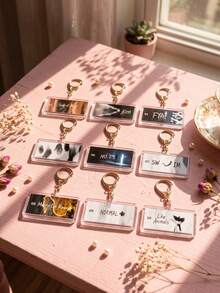 1Pc/9Pcs Bangtang K-Pop Album Song Themed Rectangular Acrylic Keychains, Featuring "Body To Body", "Alien", "2.0", "NO.29.", "SWIM", "Merry Go Round", "NORMAL" And "Like Animals" Designs, Fashionable Bag Charms - Multicolor - View 4